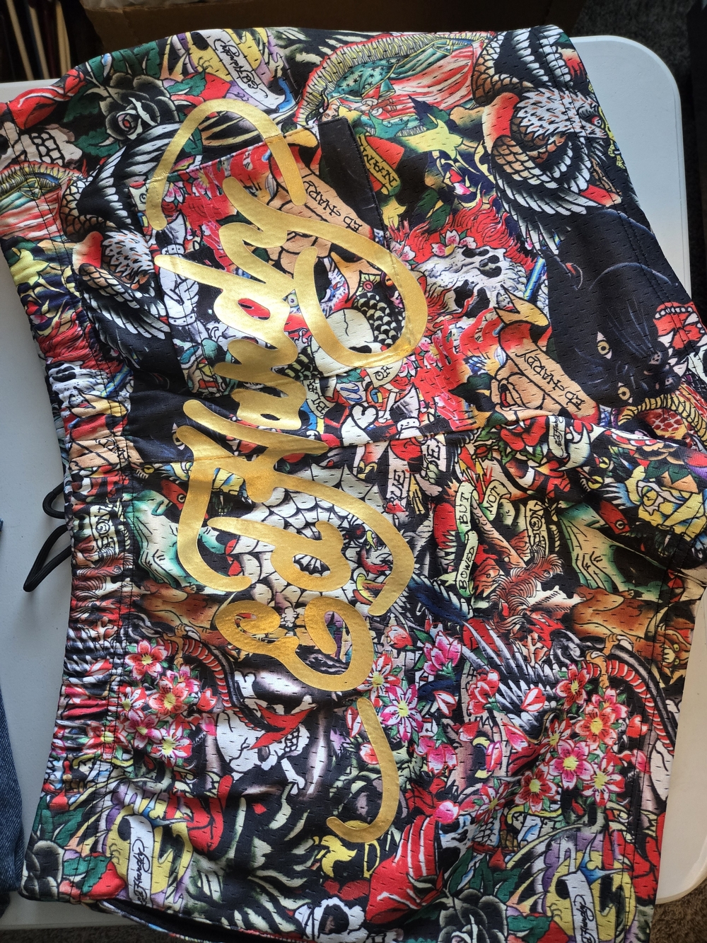 Ed Hardy Mesh Drawstring Swim Trunks - Picture 2 of 3